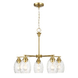 5 Lights Linear Arms With Chain Chandelier - Clear / Gold