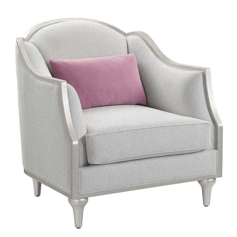 Kasa - Chair With Pillow - Beige Linen & Champagne