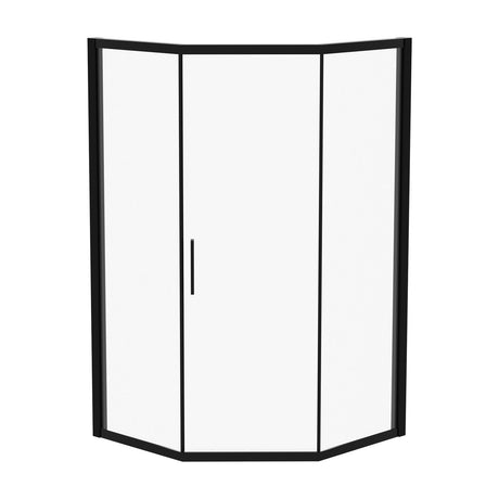 Diamond Shaped Corner Shower Door, Inward Sliding, Stainless Steel Frame