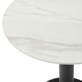 Jazmin - 40" Outdoor Round Sintered Stone Bar Table With Aluminum Pedestal Base - Black / White