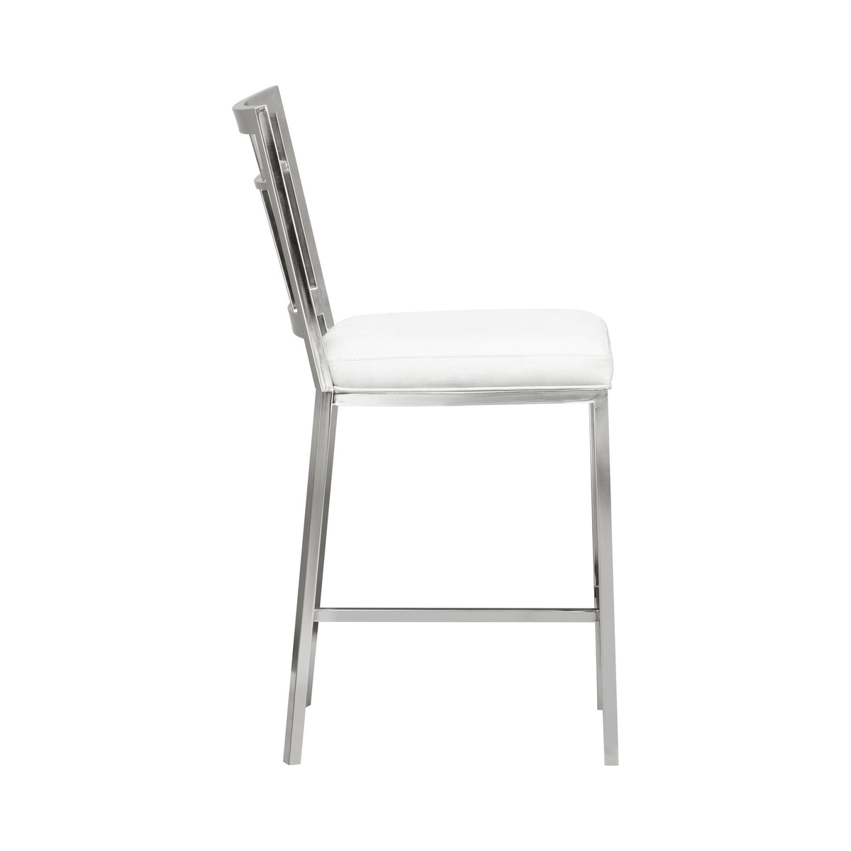 Celina - Counter Height Open Back Metal Barstool With Faux Leather Seat - White