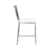 Celina - Counter Height Open Back Metal Barstool With Faux Leather Seat - White