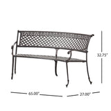 Sector - Bench With Curved Design And Diamond Cross Seat - Copper