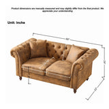 Chesterfield Loveseat, High Tech Fabric Roll Armrest