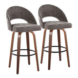 Renee - Upholstered Fixed-Height Barstool (Set of 2) - Walnut Wood Base