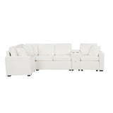 Modular L-Shaped Sectional Sofa Bed With Pull-Out Sleeper, Cup Holders, And Storage