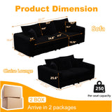 Plush Corduroy 4 Seat Sofa, Modern Comfy Upholstered Sofa Cloud Couch, Deep Seat Couches With Soft Pillows