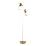 Marcel - 62" Floor Lamp - Gold Metal And Smokey Glass