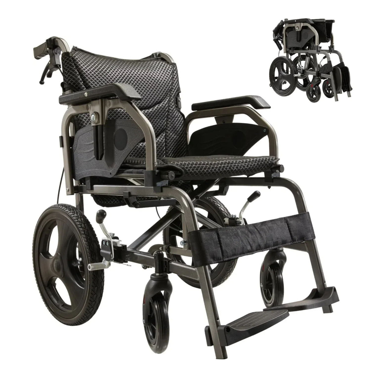 Lightweight Foldable Transport Wheelchair For Adults,Square Tube Design