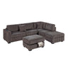 3 Piece Sectional Sofa With Reversible Chaise And USB Storage Ottoman