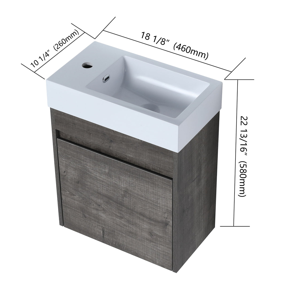 Sink Floating Bathroom Vanity With Soft Close Cabinet Door