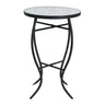 Outdoor Round Side Table With Mosaic Style Top And Curved Iron Legs