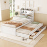 LED Platform Bed With Trundle With Storage Headboard With Drawers