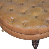 Buffalo - Round Ottoman With Castor Legs - Brown