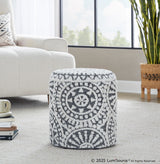 Tahoe - Mosaic Ottoman - Black Wool, Ivory Wool