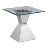 Jenny - Glass Top Stainless Steel Table