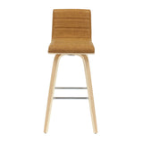 Vienna - 39.5" Swivel Bar Height Square Back Wood Bar Stool With Faux Leather Seat