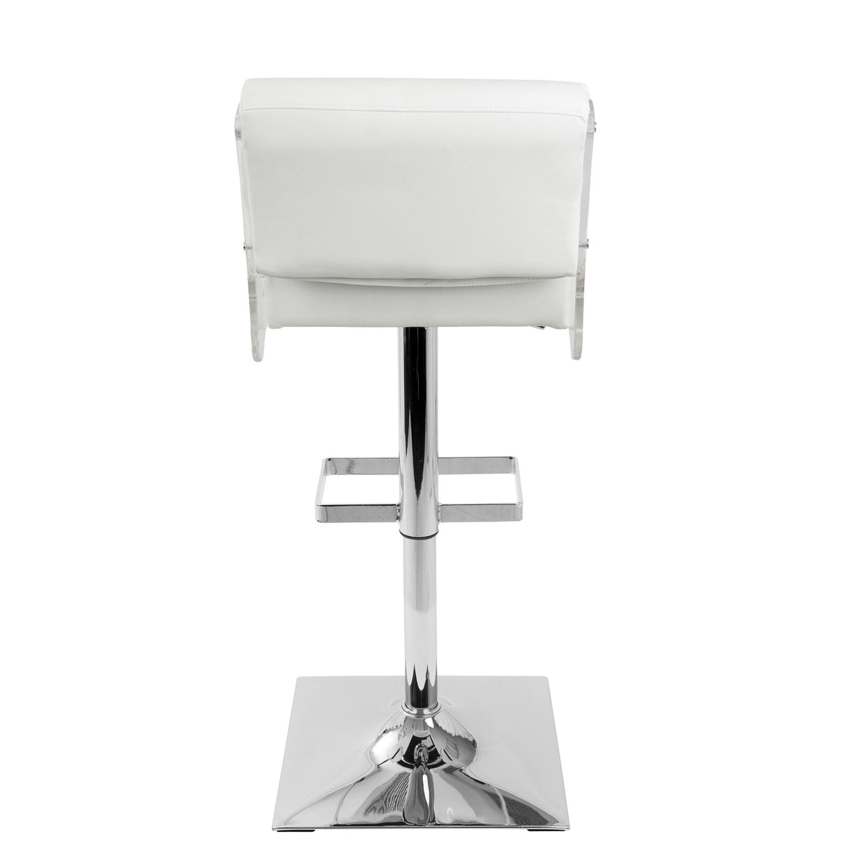 Eclair - Barstool - Chrome, White Faux Leather, Clear Acrylic