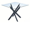 Dining Table With Cross Metal Leg And Tempered Glass, Modern Space Saving Kitchen Table For Living Room Legs, Square Table
