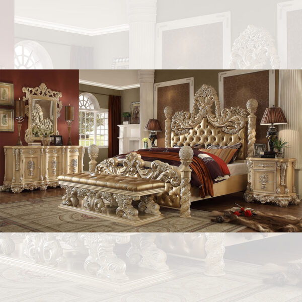 HD-7266 - 4 Piece Eastern King Bedroom Set - Pickle Frost With Silver Highlight