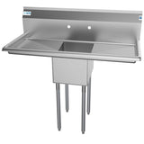 44 in. One Compartment Stainless Steel Commercial Sink with 2 Drainboards, Bowl Size 12"x 16"x 10" SA121610-16B3.