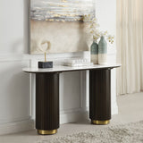 Clayten - Sofa Table - White Natural Marble Top & Espresso