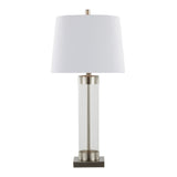Glacier - 30" Table Lamp (Set of 2) - Clear Glass And Brushed Nickel With White Linen Shade