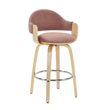 Daxton - Swivel Bar Height Round Back Wood Bar Stool With Faux Leather Seat