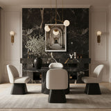 Marlowe - Linen Textured Fabric Upholstered Swivel Dining Side Chair - Stained Black
