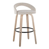 Grotto - Upholstered Fixed-Height Barstool (Set of 2) - Whitewashed Wood, Black Metal