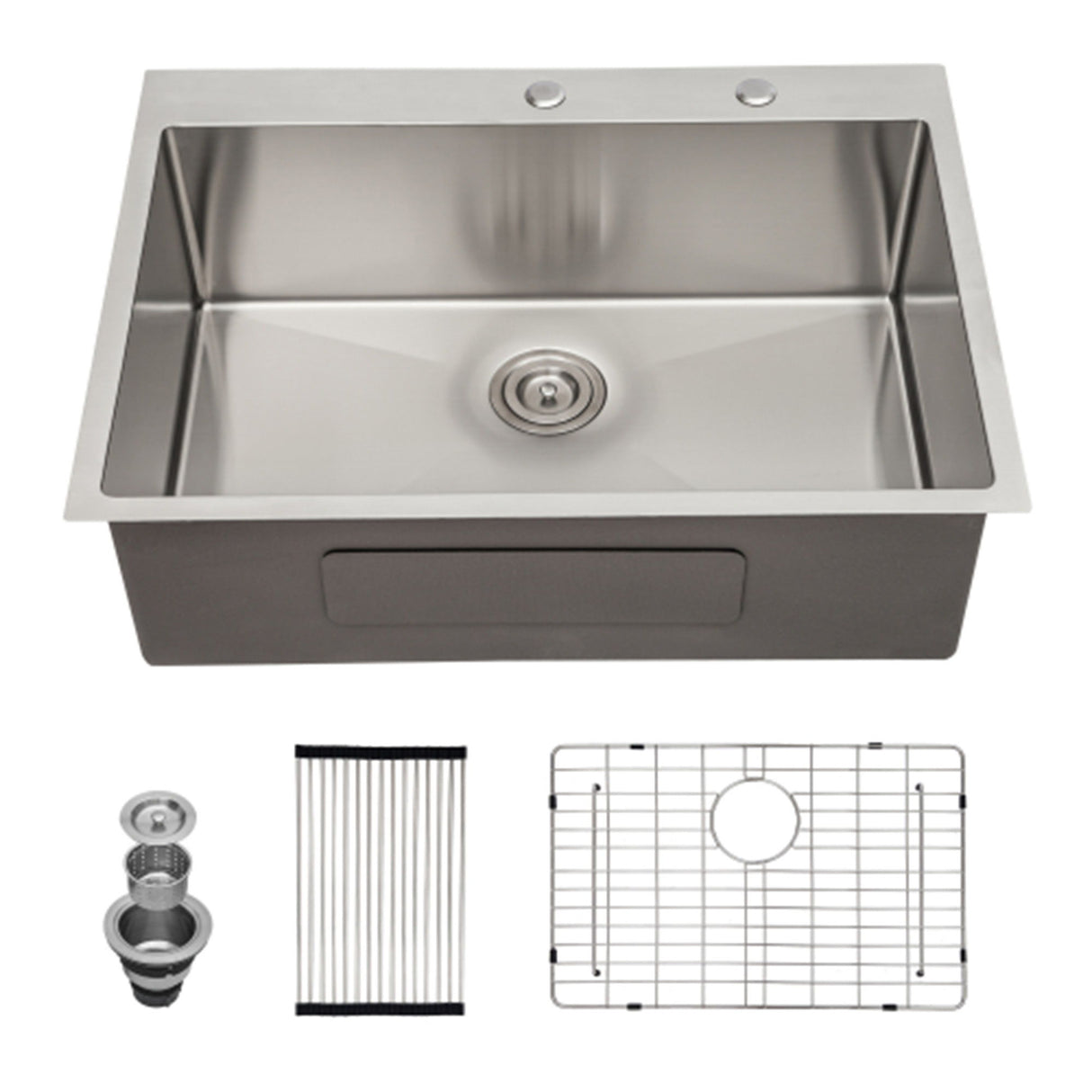 Drop In Kitchen Sink, 16 Gauge Stainless Steel, Single Bowl, Topmount Basin