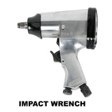 71 Piece Air Tool And Accessories Kit, Impact Wrench, Air Ratchet, Die Grinder, Aire Hammer, Hose Fittings, Storage Case - Black / Silver