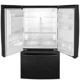 GE GFE26JGMBB - 36 in. 25.6 cu. ft. French Door Refrigerator with Ice & Water Dispenser - Black