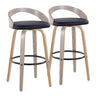Grotto - 30" Fixed-Height Barstool With Swivel And Round Black Metal Footrest (Set of 2) - Light Gray Wood