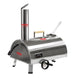 Silver Pizza Oven Outdoor 12" Semi-Automatic Rotatable Pizza Ovens Portable Stainless Steel Wood Fired Pizza Oven Pizza Maker With Built-In Thermometer Pizza Cutter Carry Bag - Silver