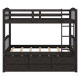 Bunk Bed With Trundle And Drawers, Arched Headboard And Footboard