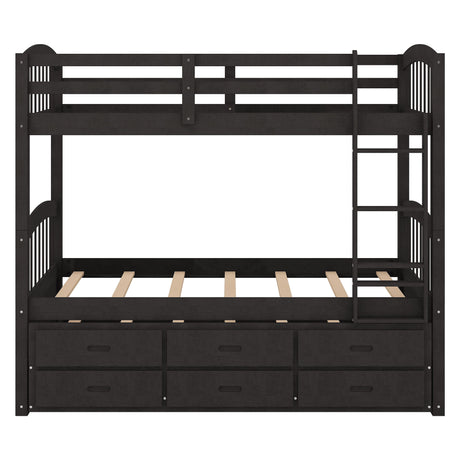 Bunk Bed With Trundle And Drawers, Arched Headboard And Footboard