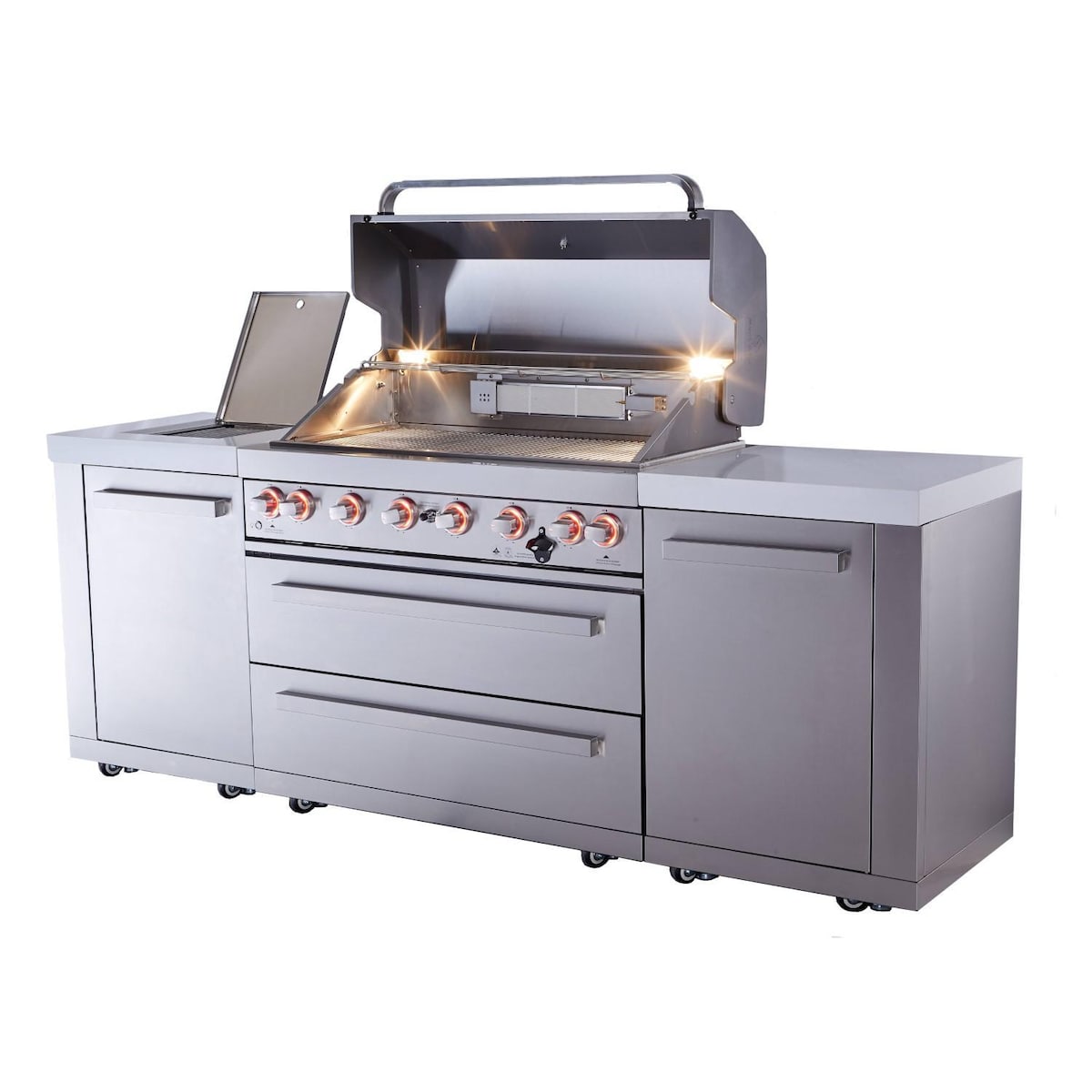 Mont Alpi Original Series 8 Ft Propane Outdoor Kitchen Island w/ Side Burner- MAi805