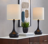 Genie - 24" Metal Table Lamp (Set of 2) - Matte Black Metal With Oatmeal Linen Shade from Grandview Gallery