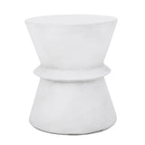 Outdoor Lightweight Concrete End Table With Hourglass Structure - Antique White