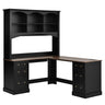 Space Saving L-Shaped Computer Desk With Keyboard Tray & Charging Stations