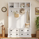 Hall Tree With 4 Drawers, Coat Rack With 6 Hooks