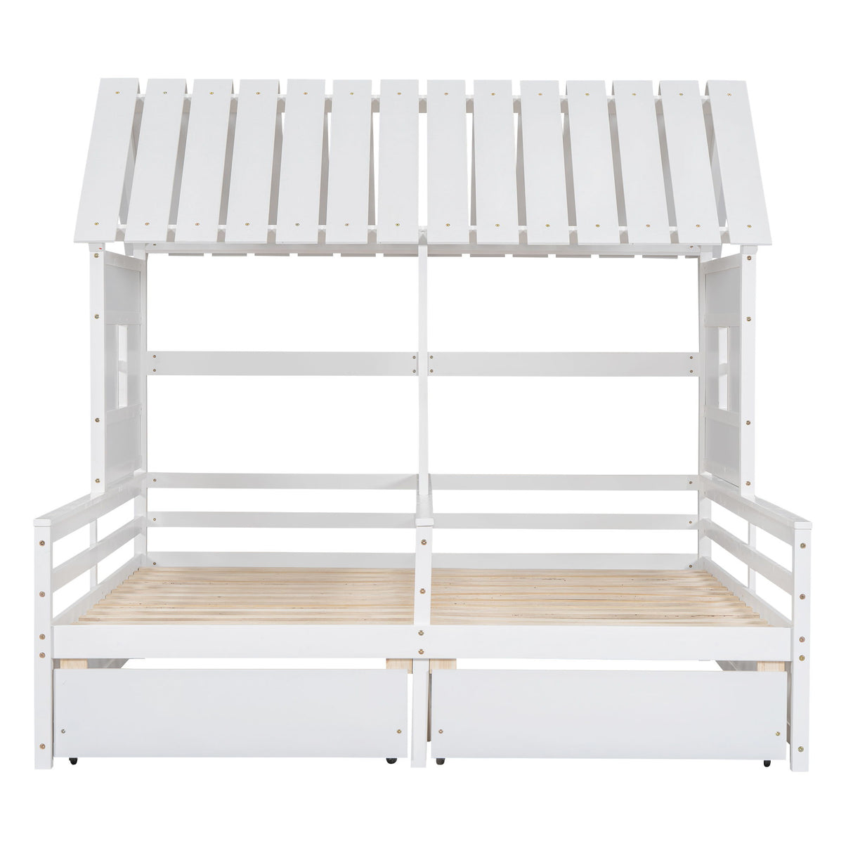House Platform Beds With 2 Drawers, Side By Side Design