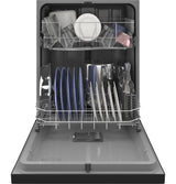 GE GDF510PGRBB 24 in. Front Control Flush-Mount Dishwasher with 59 dBa Sound Level, Dry Boost & Pocket Handle - Black