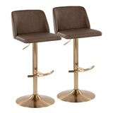 Tintori - Adjustable Barstool (Set of 2) - Gold Base