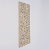 Floral Hand Carved Mandala Rectangle Wall Decor With Mirror - Antique Brown / White