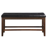 Urbana - Counter Height Bench - Black Synthetic Leather & Espresso