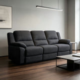 3 Seat Manual Reclining Sofa With Deep Recline - Black