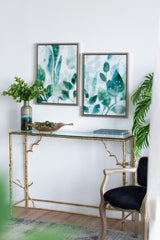 Framed Printed Acrylic Decorative Wall Art, Wall Decor For Living Room (Set of 2) - White / Green