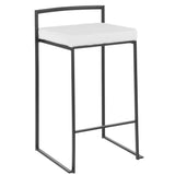 Fuji - Stackable Counter Stool - Black With White Velvet (Set of 2)